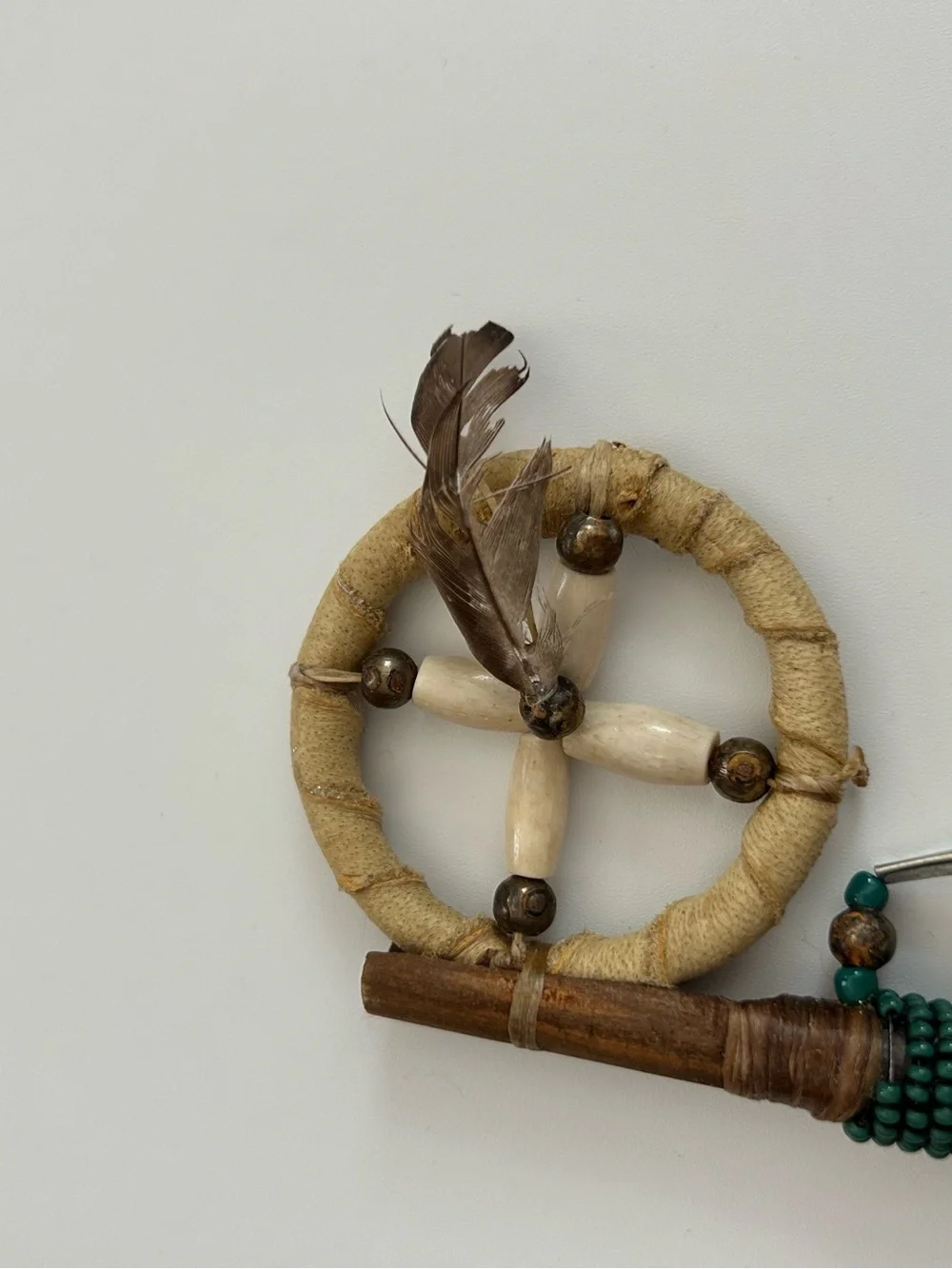 Vintage Native American Prayer Talking Spirit Stick Medicine Wheel Handmade 7”